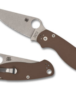 Spyderco C81GPBN15V2 Paramilitary 2 Sprint Run Plain Satin CPM 15V Blade with Brown G10 Handles