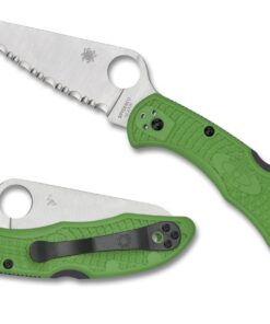 Spyderco C88FSGR2 Salt 2 Lightweight Lockback Knife Green FRN (3" SERR)