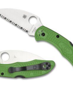 Spyderco C88FSWCGR2 Salt 2 Wharncliffe Lockback Knife Green FRN (3" Serr)