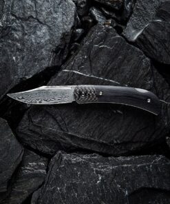 We Knife -CIVIVI Rustic Gent Lock Back Knife Black G10/CF (2.97" Damascus)