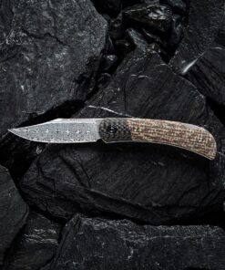 We Knife -CIVIVI Rustic Gent Lock Back Knife Brown Matrix Micarta Handle G10/CF (2.97" Damascus)