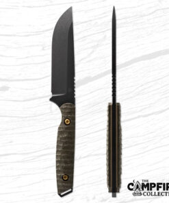 Toor Knives Field 2.0 Fixed Blade/ Black Oxide Drop Point Blade with Forest Green Canvas Micarta Handles/ Dark Earth G10 Liners