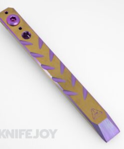 Zach Wood Custom Tools 6" Titanium ClipIt Pry Bar Anodized Purple/ Gold Herringbone Pattern/ Single Bolt Clip