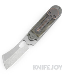 Serge Knives Bean Midtech Nitro-v Blade with Brass Inlays/ Copper Skull/ Titanium Handles