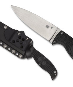 Spyderco FB31PBK2 ENUFF 2 Leaf Fixed Blade Knife Plain Satin VG-10 Blade with Black FRN Handles