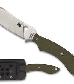 Spyderco FB50GPOD Sjoed Stok Drop Point Fixed Blade Plain Satin Blade with OD Green G10 Handles/ Boltaron Sheath