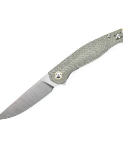 GiantMouse Knives Vox/Anso ACE Sonoma V2 Linerlock Knife Satin Elmax Blade with Green Canvas Micarta Handles