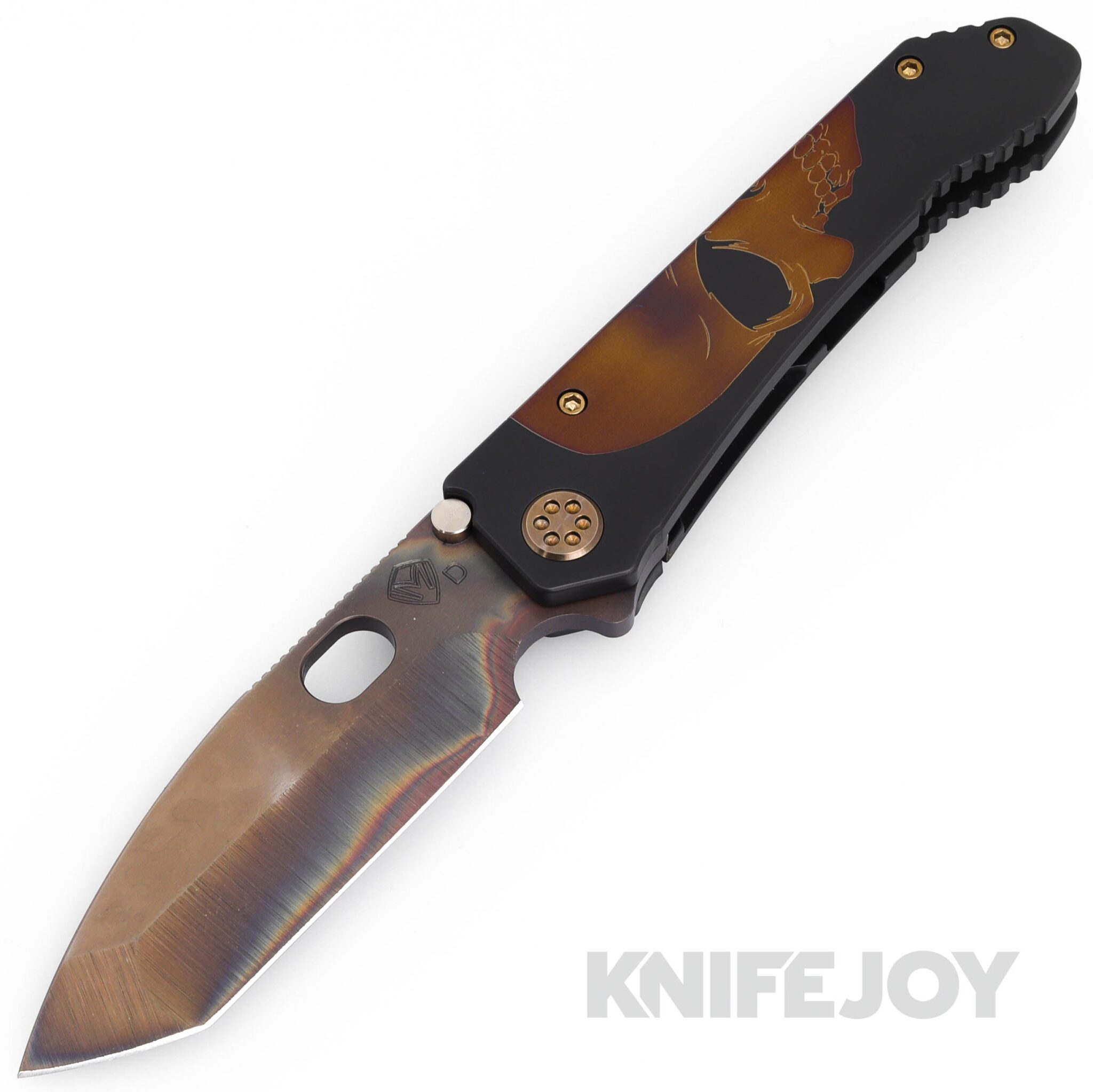 Medford Knives 187DPT D2 Vulcan Tanto Blade with DLC "OverSized Skull" Handles/ Bronze Hardware and DLC Clip