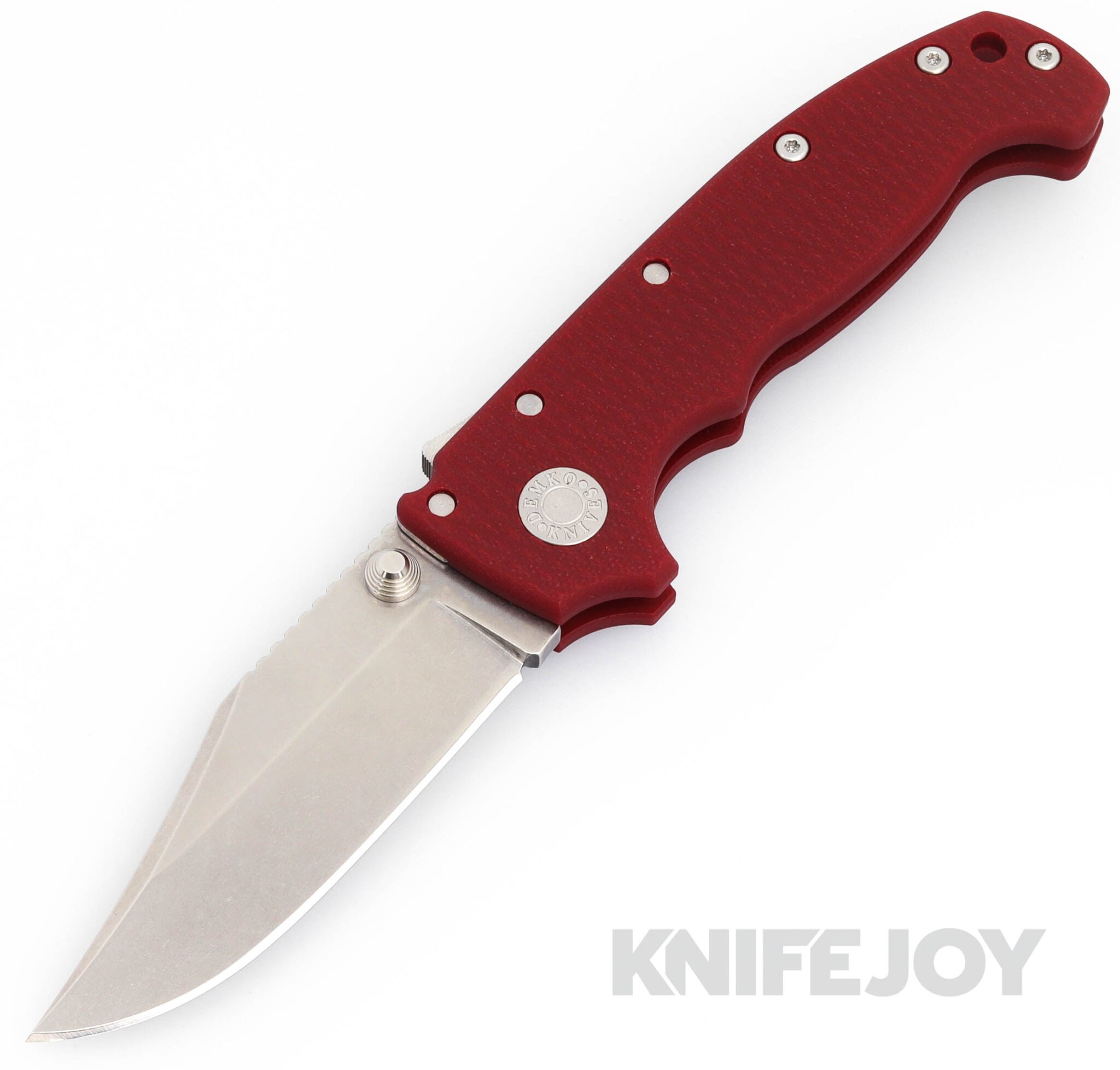 Demko Knives AD20 KnifeJoy Exclusive Bowie 20CV No Slot Blade with Red G10 Handles