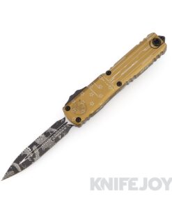 MICROTECH 11224-1TAHR Ultratech Gen IV OTF Auto Double Edge Black Standard Blade with Tan Hero Aluminum Handles
