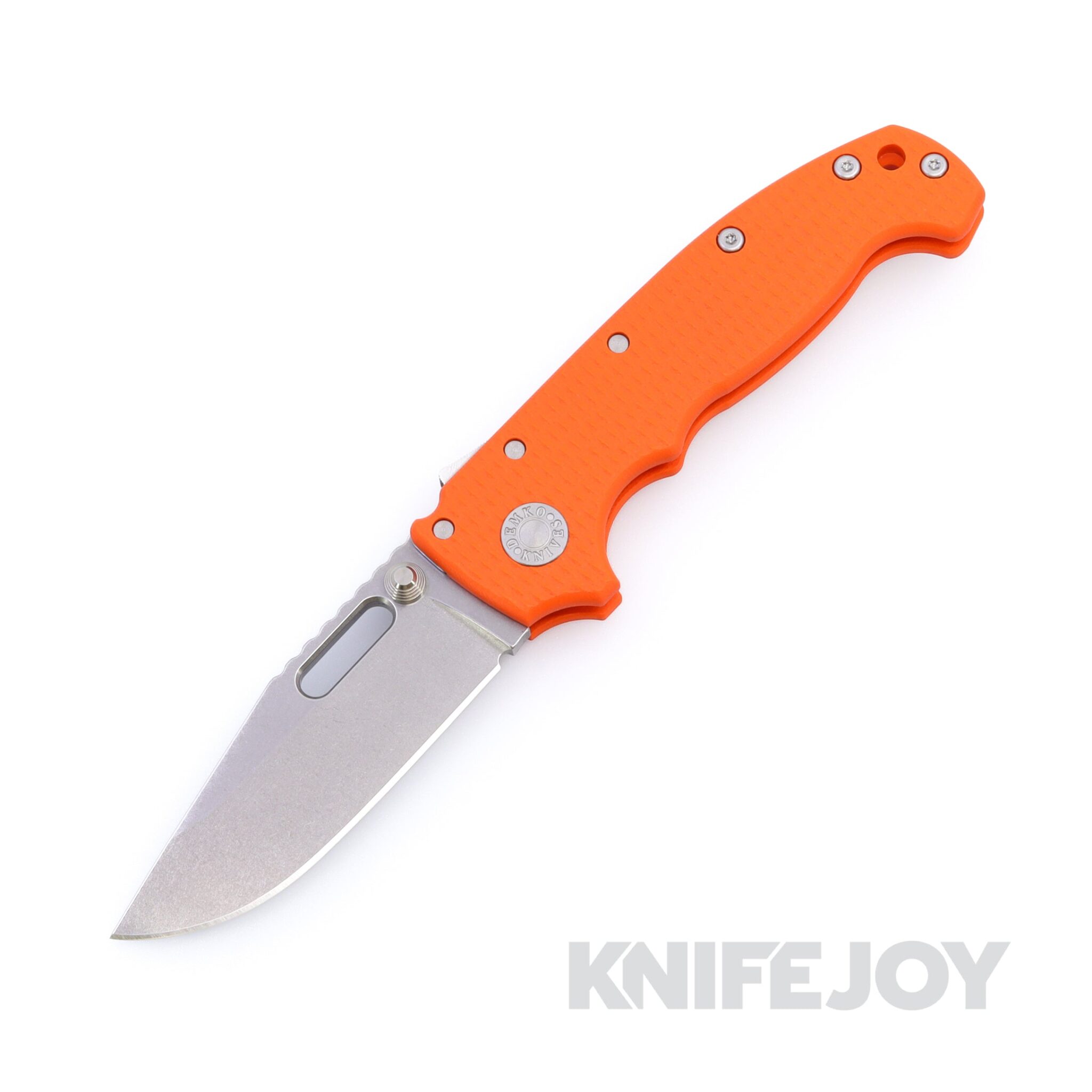Demko Knives MGAD20 V1 Clip Point 3V Blade with Orange Textured G10 Handles