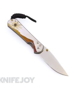 Chris Reeve Knives Small Sebenza 31 Left Hand Drop Point MagnaCut Blade - Unique Design Morning Sun with Citrine