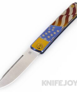 Medford Knives Gentleman Jack-2 S45VN Tumbled Drop Point Blade with Blue w/ Bronze Bolsters "American Flag" Handles/ Bronze Hardware and Clip
