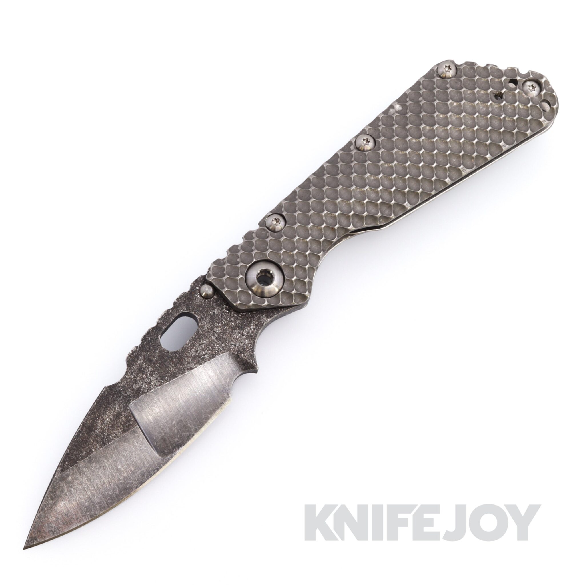 Mick Strider Custom Knives SMF Nightmare Grind with Top Trisula Swedge Dark Acid Wash Magnacut Blade with Double Gunner Grip Titanium Handles