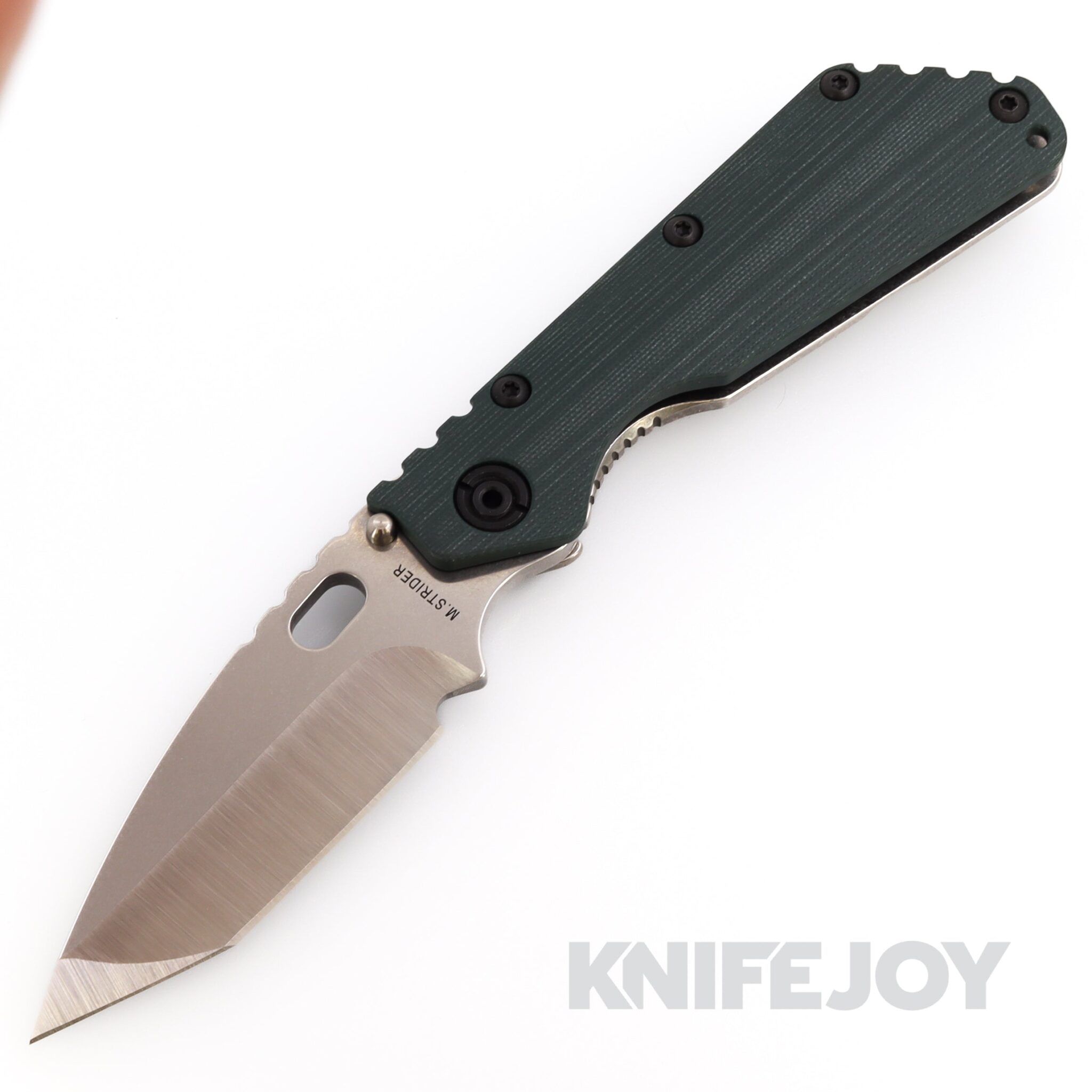 Mick Strider Knives SMF CC Hand Ground Tanto S30V Blade with Green G10 / Titanium Handle