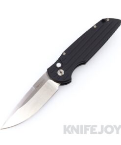 Pro-tech Knives SHOT26.TR3.2 Auto Tactical Response 3 Satin Blade with Black Grooved Aluminum Handle / White Pearl Button / Satin Hardware / Black Clip