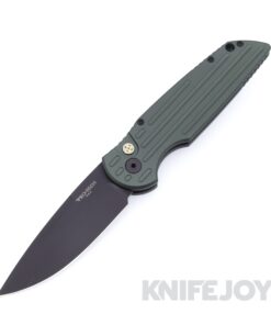Pro-tech Knives SHOT26.TR3.1 Auto Tactical Response 3 DLC Black Blade with Green Grooved Aluminum Handle / Mosaic Pin Button / Black Hardware / Black Clip