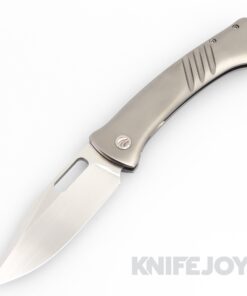 Foster SO CAL Knives Custom Swordfish Framelock Folder Hand Rubbed CPM 154 Clip Point Blade with Zirblasted Contoured Titanium Handles/ Carved Black Timascus Clip