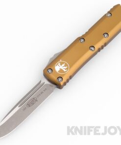 MICROTECH 231-10APTA UTX-85 II OTF Auto Single Edge Apocalyptic Standard Blade with Tan Aluminum Handles