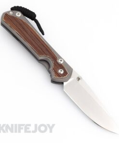Chris Reeve Knives Large Sebenza 31 Left Hand Drop Point Magnacut Blade with Natural Canvas Micarta Inlay Glass Blasted Titanium Handles