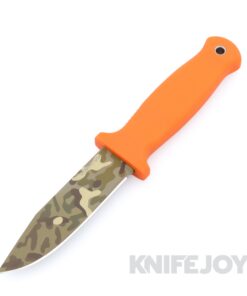 Demko Knives Armiger 4 Fixed Blade Clip Point Camo Cerakote Blade with Orange Rubberized Handles / Kydex Sheath