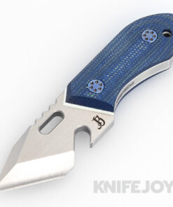 Mechforce Knives Jensen Bergman Collab Brew Tool Fixed Blade Knife Satin Magnacut Tanto Blade with Blue Micarta Handles/ White Liners