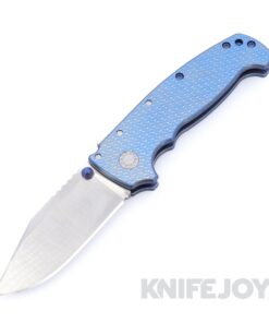 Demko Knives Custom Handground AD20 XXX Drop Point 3V Blade with Custom Machined Titanium Textured Handles