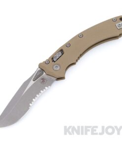 MICROTECH 137RL-11APFLGTTA Amphibian RAM-LOK Folder Apocalyptic Partially Serrated Blade with Fluted Tan G10 Handles