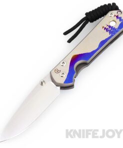 Chris Reeve Knives Small Sebenza 31 Drop Point Magnacut Blade with Unique Graphic Design/ Titanium Handles/ Cabochon Mother of Pearl White