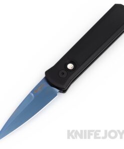 Pro-tech Knives 755-SB GODSON Auto Folder Sapphire Blue Plain Blade with Black/ Single Side G10 Inlay Handles/ Deep Carry Clip/ Abalone Button