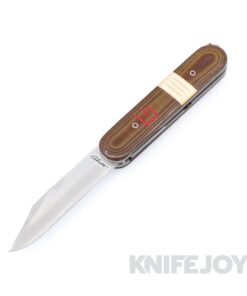 Chuck Gedraitis Custom Knives Switch Army Switchblade Knife Nitro-V Clip Point Blade with Natural Linen Micarta Scales / Antique Westinghouse Inlay / Ti Liners and Hardware