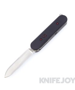 Chuck Gedraitis Custom Knives Switch Army Switchblade Knife Nitro-V Traditional Blade with Black Aluminum Scales / Red Ti  Hardware