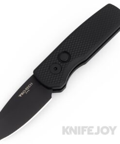 Pro-tech Knives PTR5406 Auto Runt 5 DLC Reverse Tanto Magnacut Blade with Textured Black Aluminum Handles