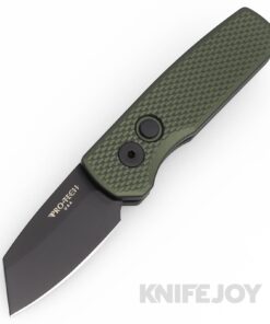 Pro-tech Knives PTR5406-GREEN Auto Runt 5 DLC Reverse Tanto Magnacut Blade with Textured Green Aluminum Handles