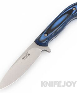 Camerer Knives Custom Fixed Blade Model Outback Tumbled 52100 Blade with Blue/ Black G10 Handles