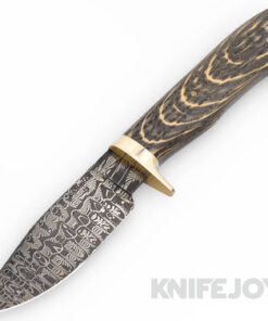 Camerer Knives Custom Fixed Blade Model Hunter/ Utility Forged Damascus with Bog Oak Handles/ Bronze Guard and Mosaic Pin