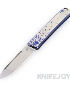 Medford Knives Gentleman Jack-2 S45VN Tumbled Drop Point Blade with Blue "Jasmine Fade" w/ Silver Flats Handles/ Blue Hardware and Clip
