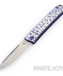 Medford Knives Gentleman Jack-2 S45VN Tumbled Drop Point Blade with Blue Jasmine Fade/ Silver Flats Handles/ Blue Hardware and Clip