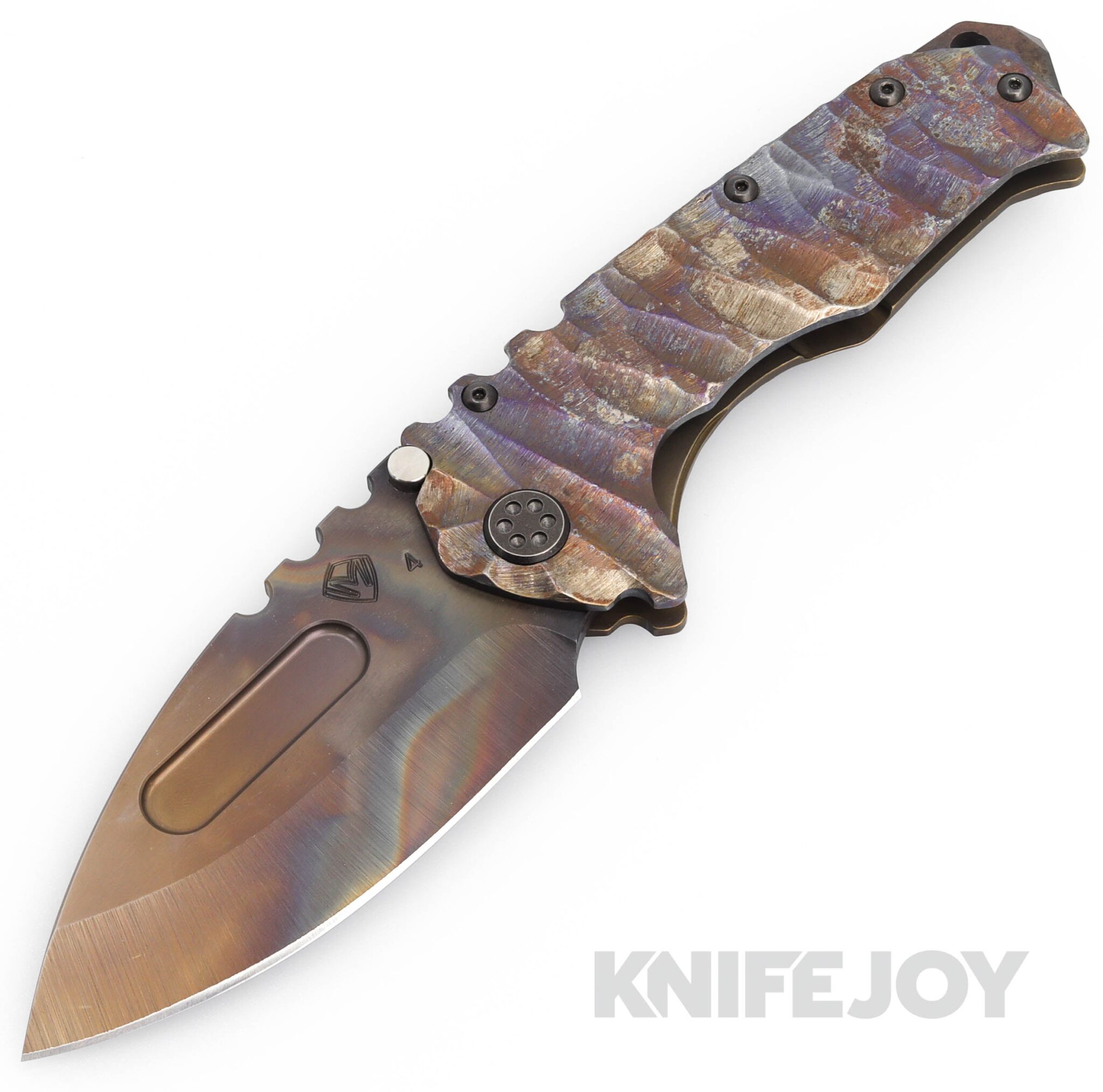 Medford Knives Praetorian "T" S45VN Vulcan Drop Point Blade with Scorched Earth Predator Handles/ OS TumPVD Hardware and Clip