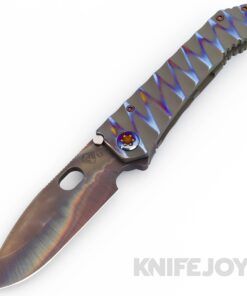 Medford Knives 187 DP D2 Vulcan Drop Point Blade with BB/ Cement Pen Flamed Lightning Handles/ Flamed Hardware and Clip