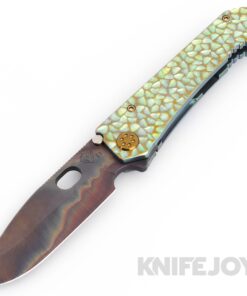 Medford Knives 187 DP D2 Vulcan Drop Point Blade with Green/ Bronze Peaks & Valley's Handles/ Bronze Hardware and Clip