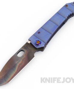 Medford Knives 187 DP D2 Vulcan Drop Point Blade with BB/ Blue Armadillo Handles/ Flamed Hardware/ Blue Clip