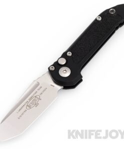 MICROTECH 1136-10 Auto L.U.D.T. GEN III Auto Tanto Edge Stonewash Standard Blade with Black Aluminum Handles
