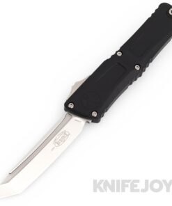 MICROTECH 1144-10 Combat Troodon III OTF Auto Single Tanto Edge Standard Blade with Black Aluminum Handles