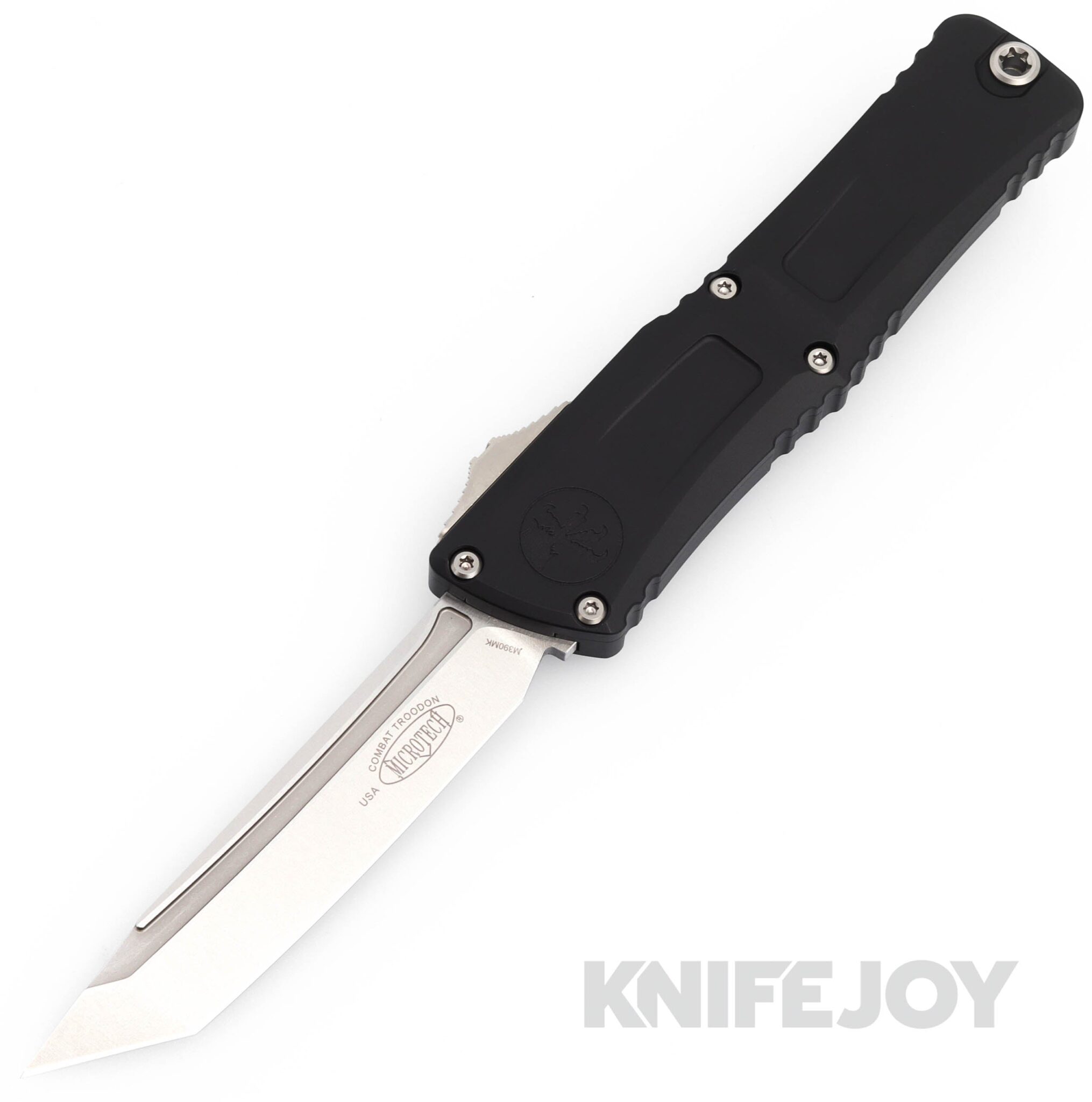 MICROTECH 1144-10 Combat Troodon III OTF Auto Single Tanto Edge Standard Blade with Black Aluminum Handles
