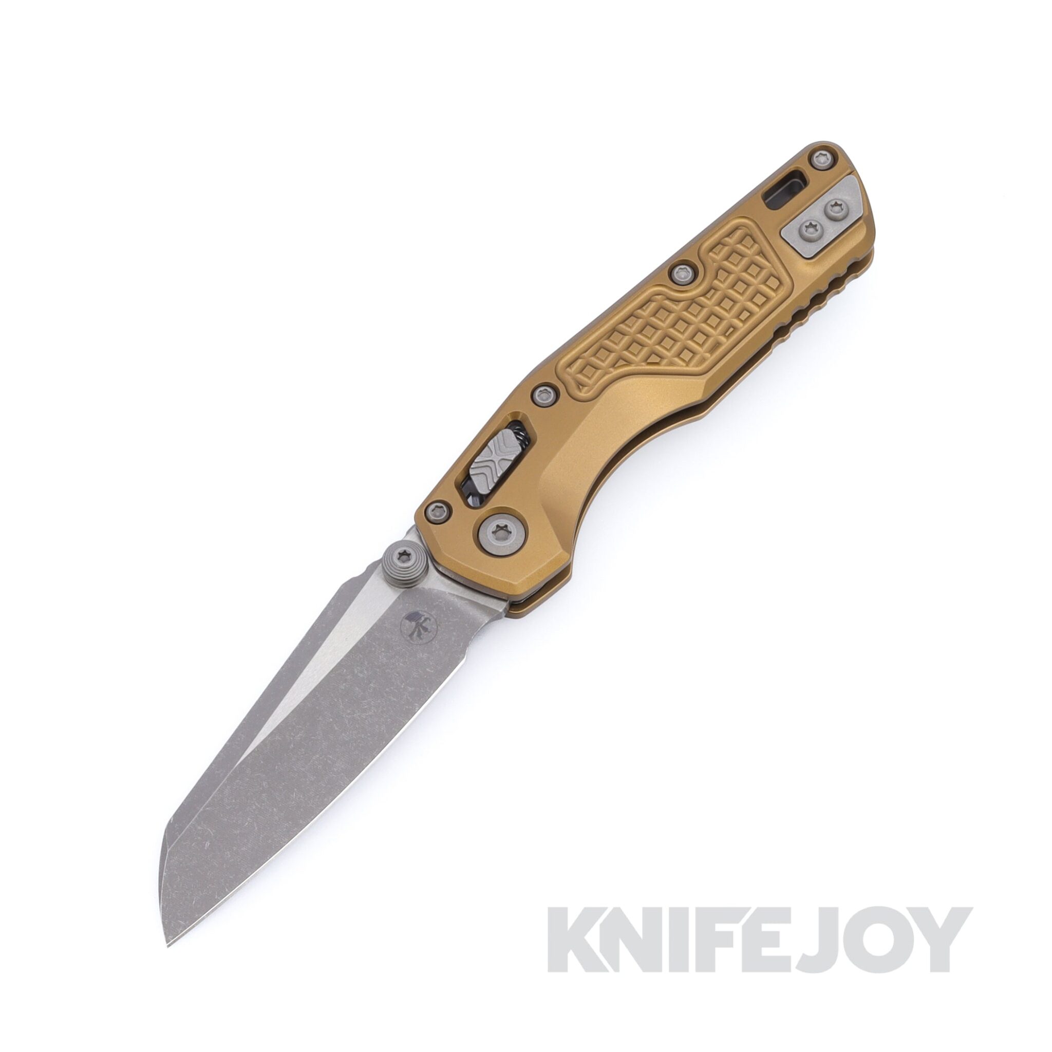 MICROTECH Standard Issue 210M-10APFRTA MSI Mini RAM-LOK Folder Single Edge Apocalyptic Blade with Tan Frag Aluminum Handles