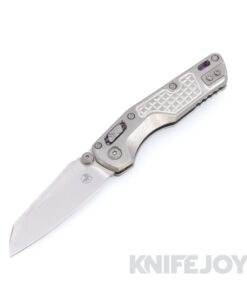 MICROTECH 210M-10FRMS4 MSI Mini RAM-LOK Marfione Select Folder Single Edge Stonewash Standard Blade with Stonewash Frag Titanium Handles and Purple Titanium Accents