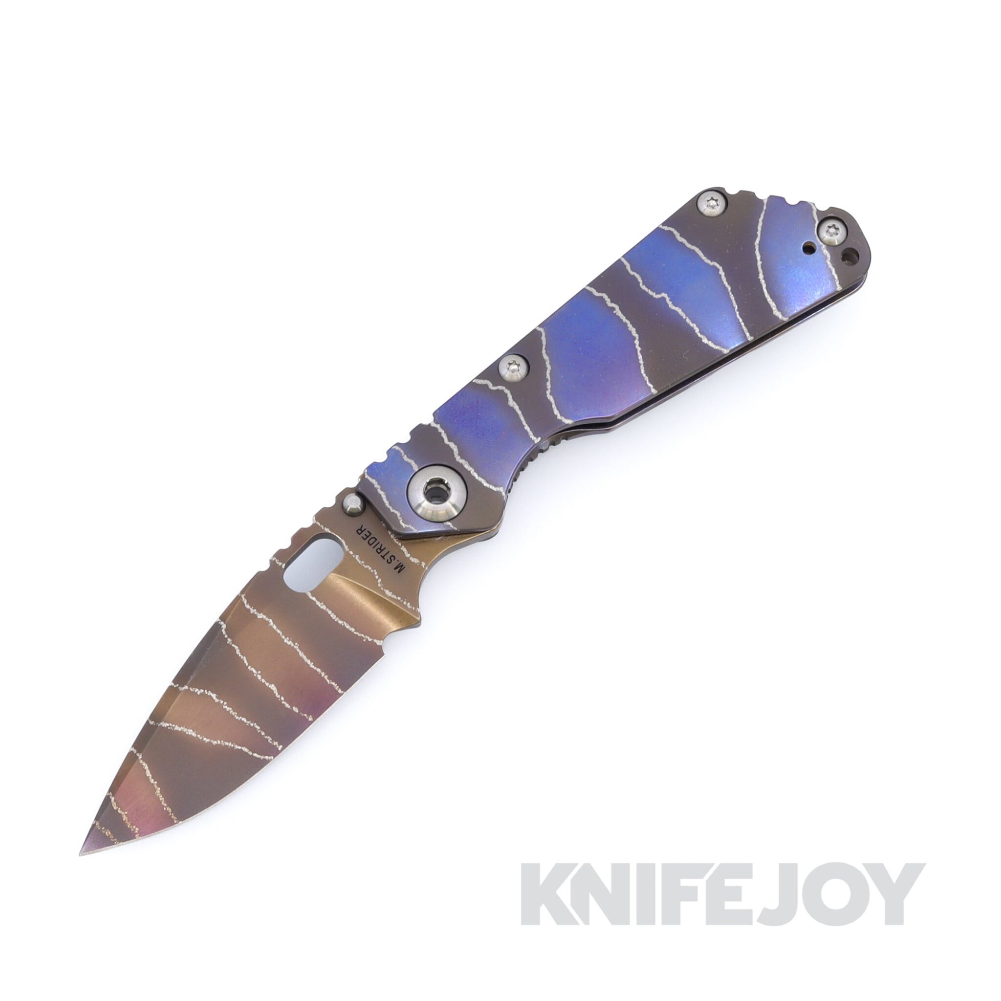 Mick Strider Custom Knives Full Lightning Stripe SnG Magnacut Blade with CC Titanium Scales