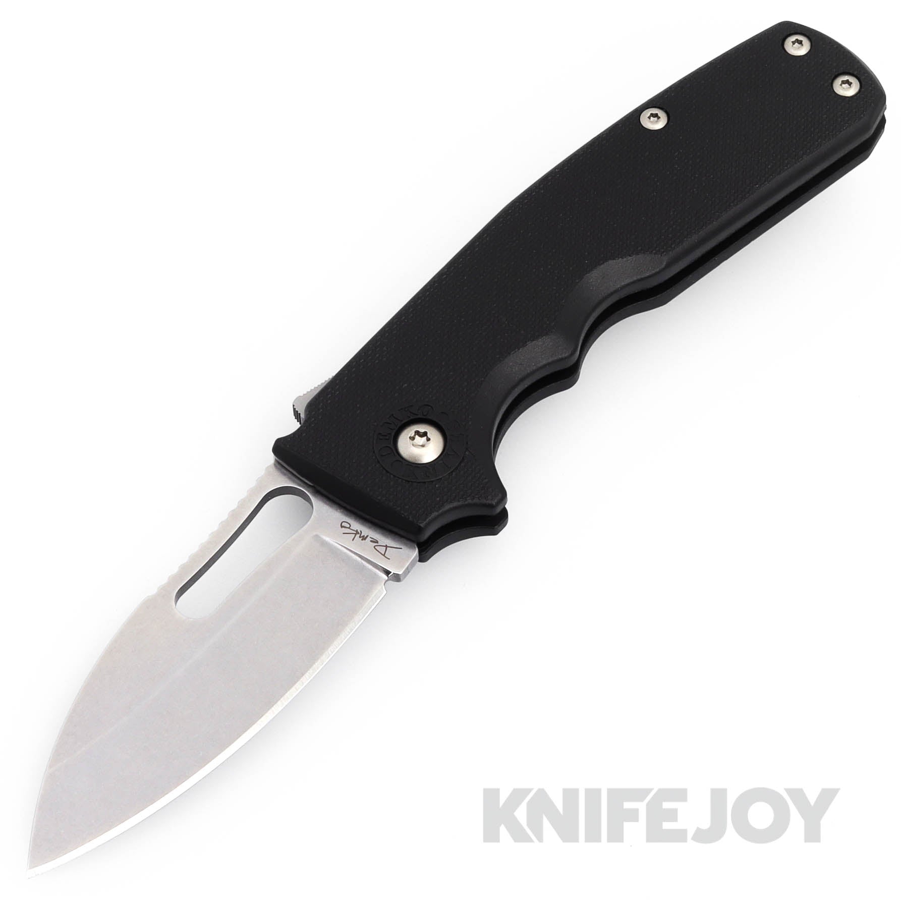 Demko Knives AD20.5SCAUS10ABLKGRIV-SS Shark Cub AUS10A Slicer Shark Blade with Black GRN Handles