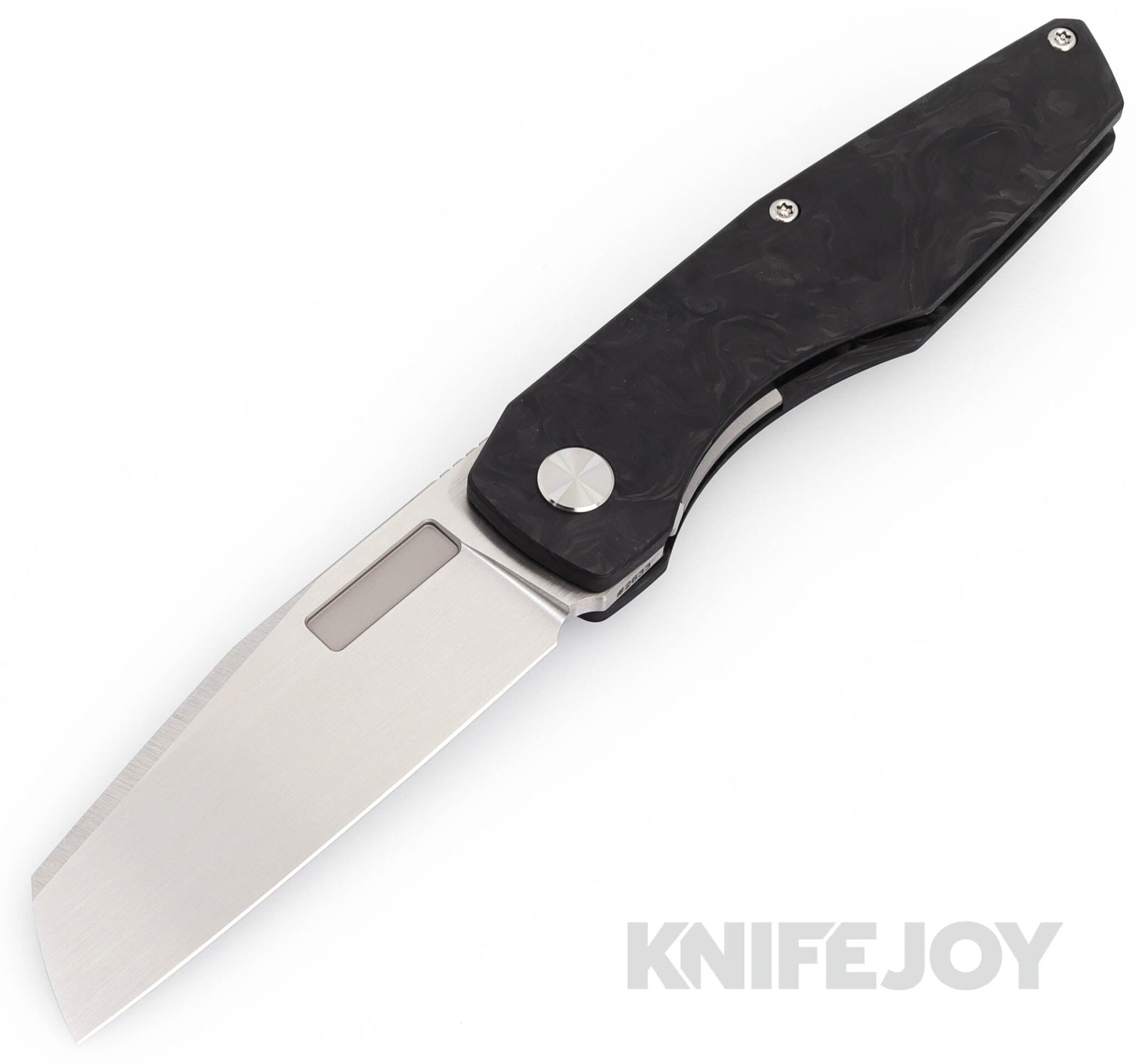 Vero Engineering Axon Liner Lock Gen4 Hand Polished Satin Blade with Marbled Carbon Fiber Handles